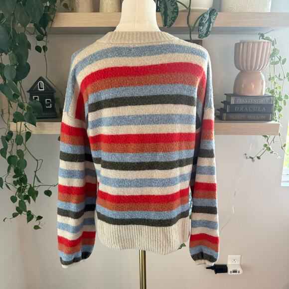 Madewell Striped Sweater Womens M Wool Alpaca Blend Pullover Coziest Yarn - Picture 2 of 9